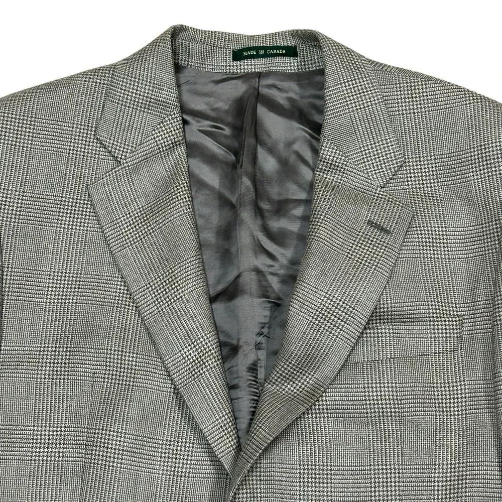 Lauren Ralph Lauren Silk Wool Blazer Mens 42R Gray Nailshead 2 Button Sport Coat